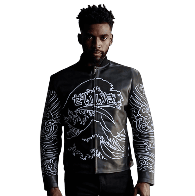 Blouson moto cuir Hokusai